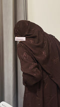 Chiffon Sequin-Studded Brown Front-Open Shrug Abaya