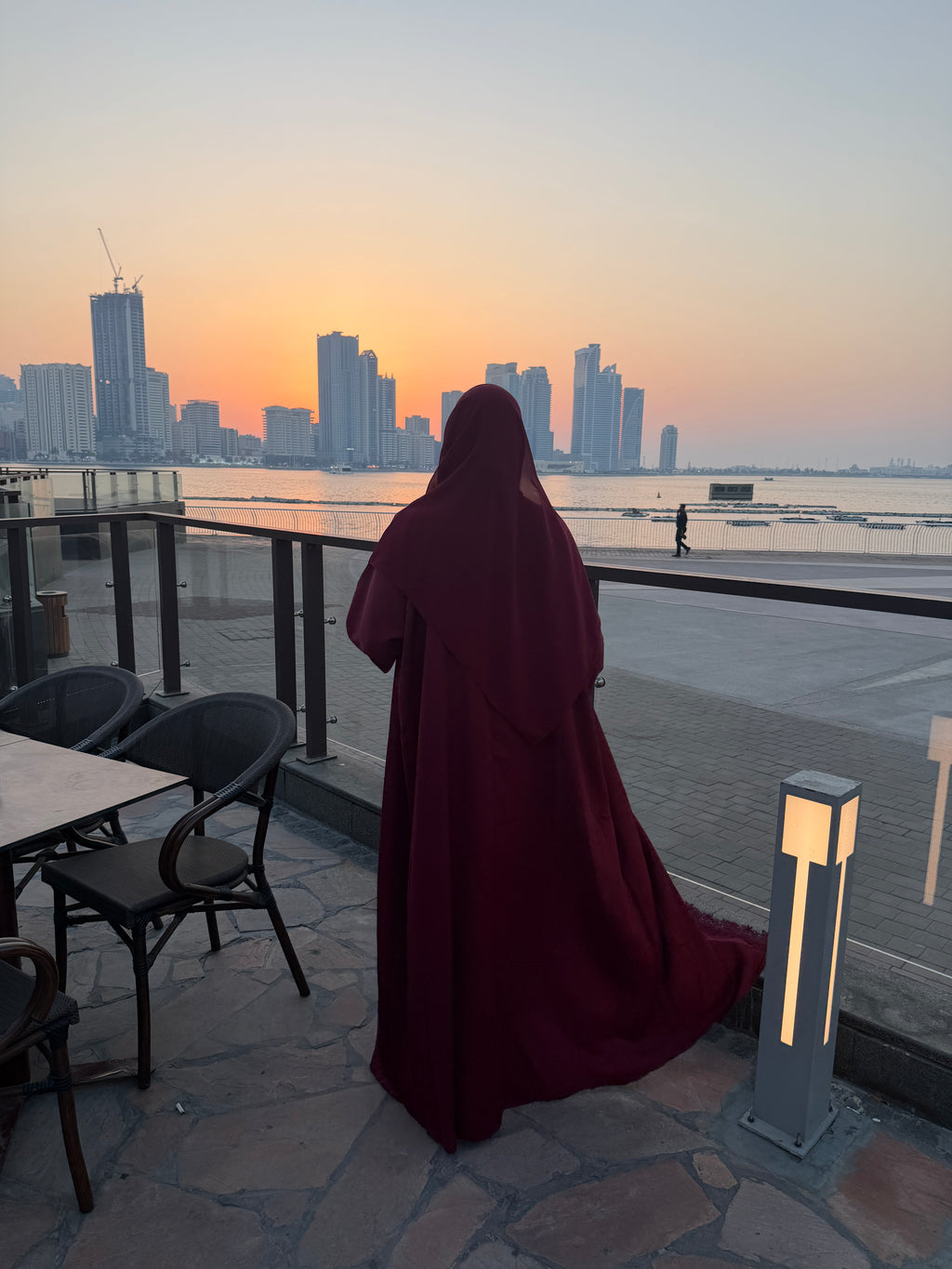 3-Piece Abaya Set - Maroon