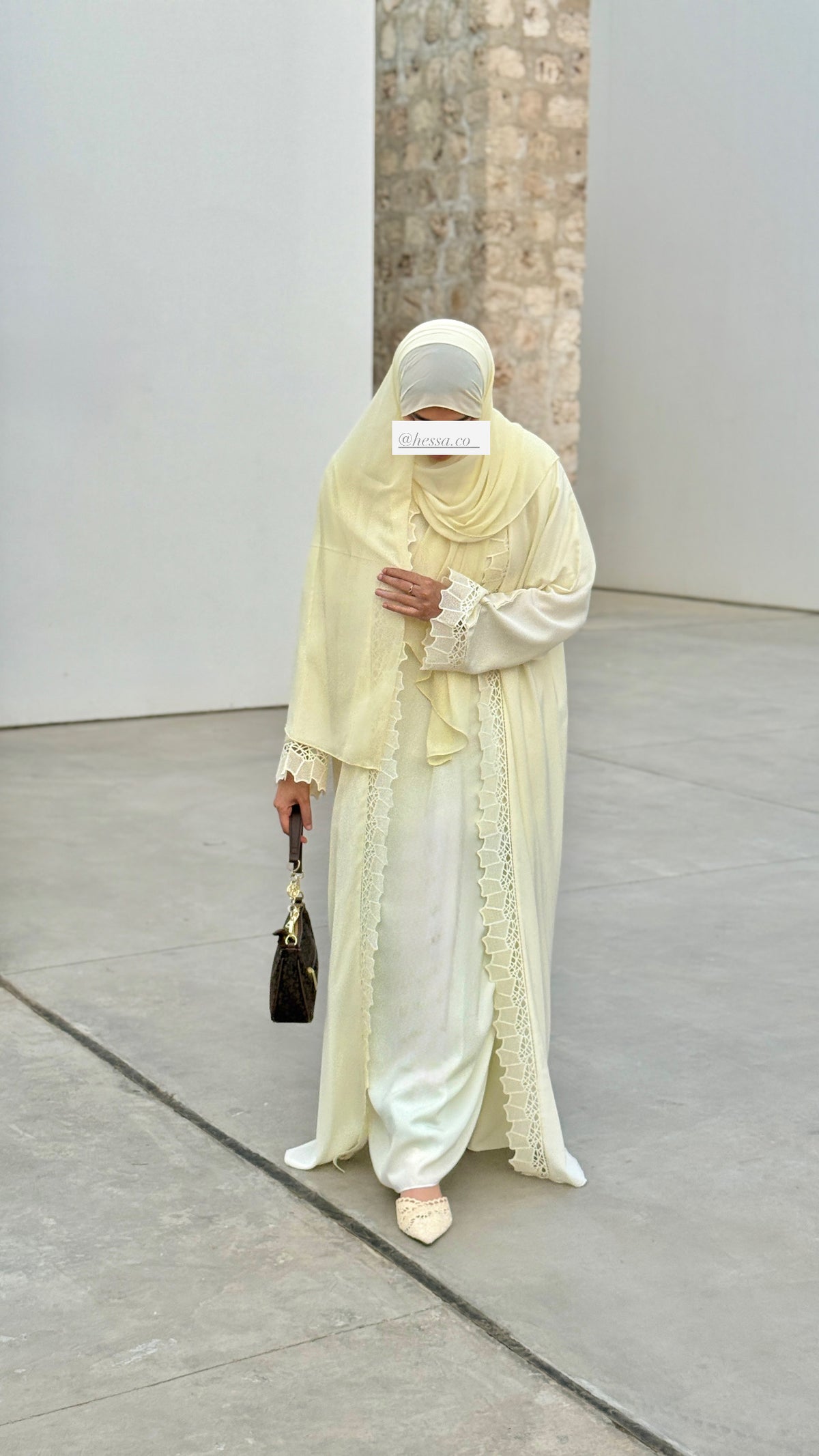 Butter Yellow 3-Piece Abaya Set