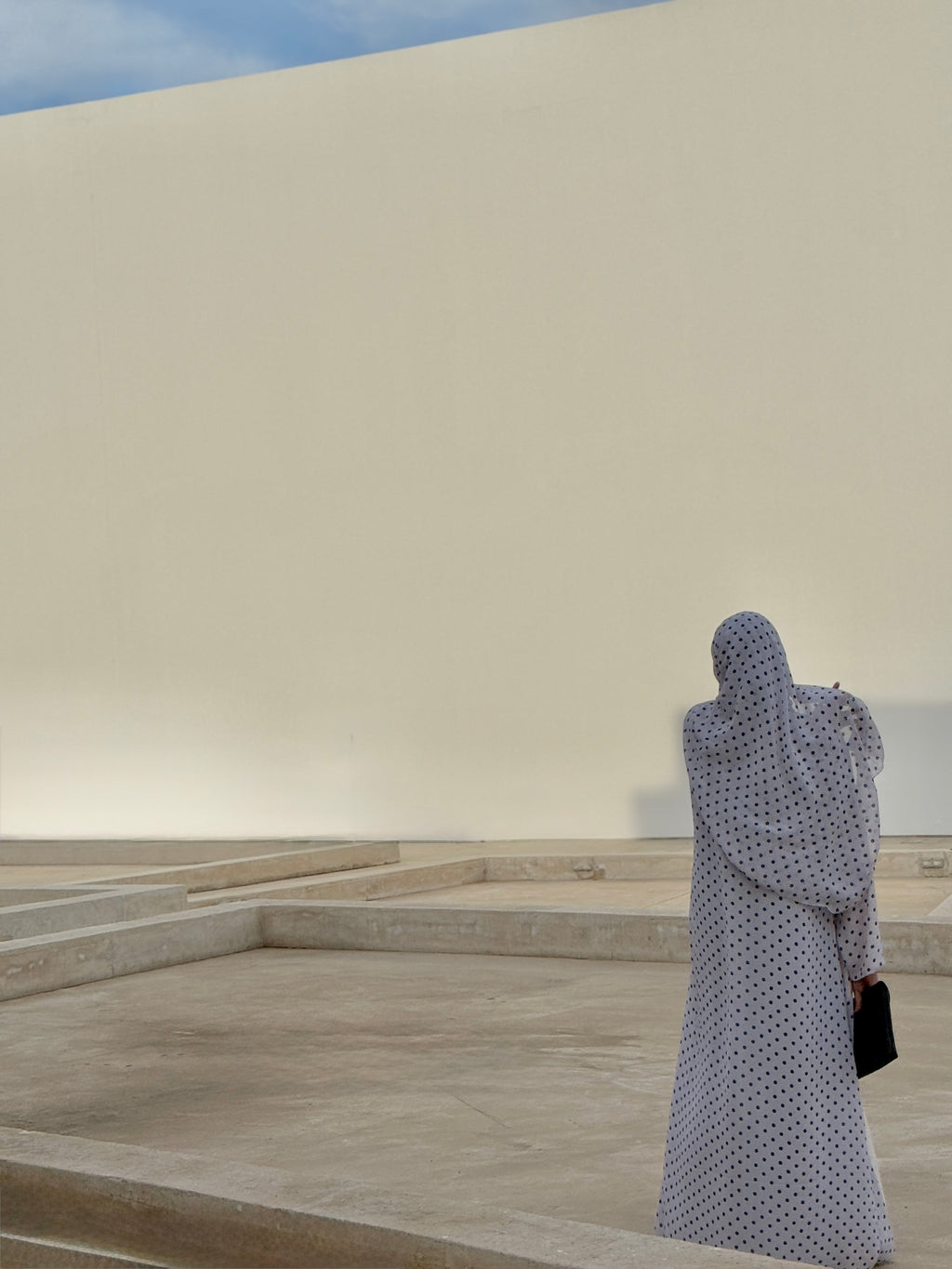 White Polka Chiffon Abaya