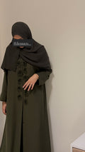 Olive Premium Nada Abaya with Statement Thread Work