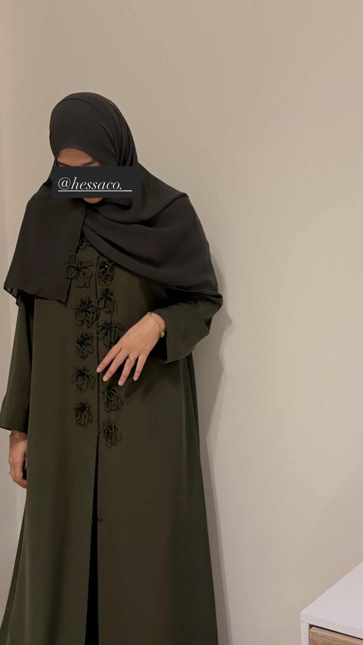 Olive Premium Nada Abaya with Statement Thread Work